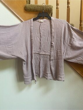 Sim & Sam Lavender Gray Textured Kimono Cardigan Topper like new womens size S/M